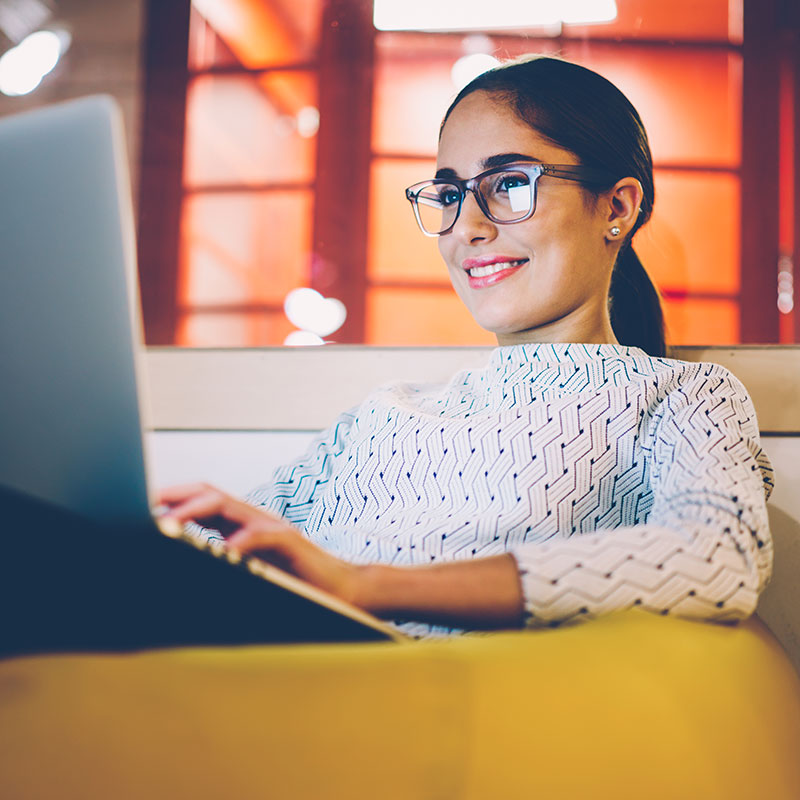 Lady looking at laptop